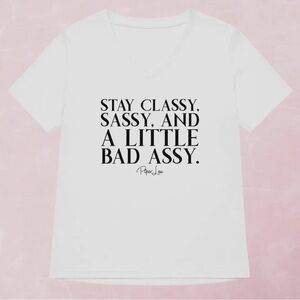 White V-Neck Short Sleeve Tee-Stay Classy